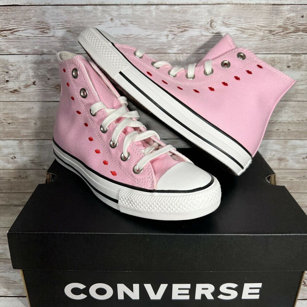 Converse Chuck Taylor All Star High Embroidered Hearts Cherry Blossom Size 9